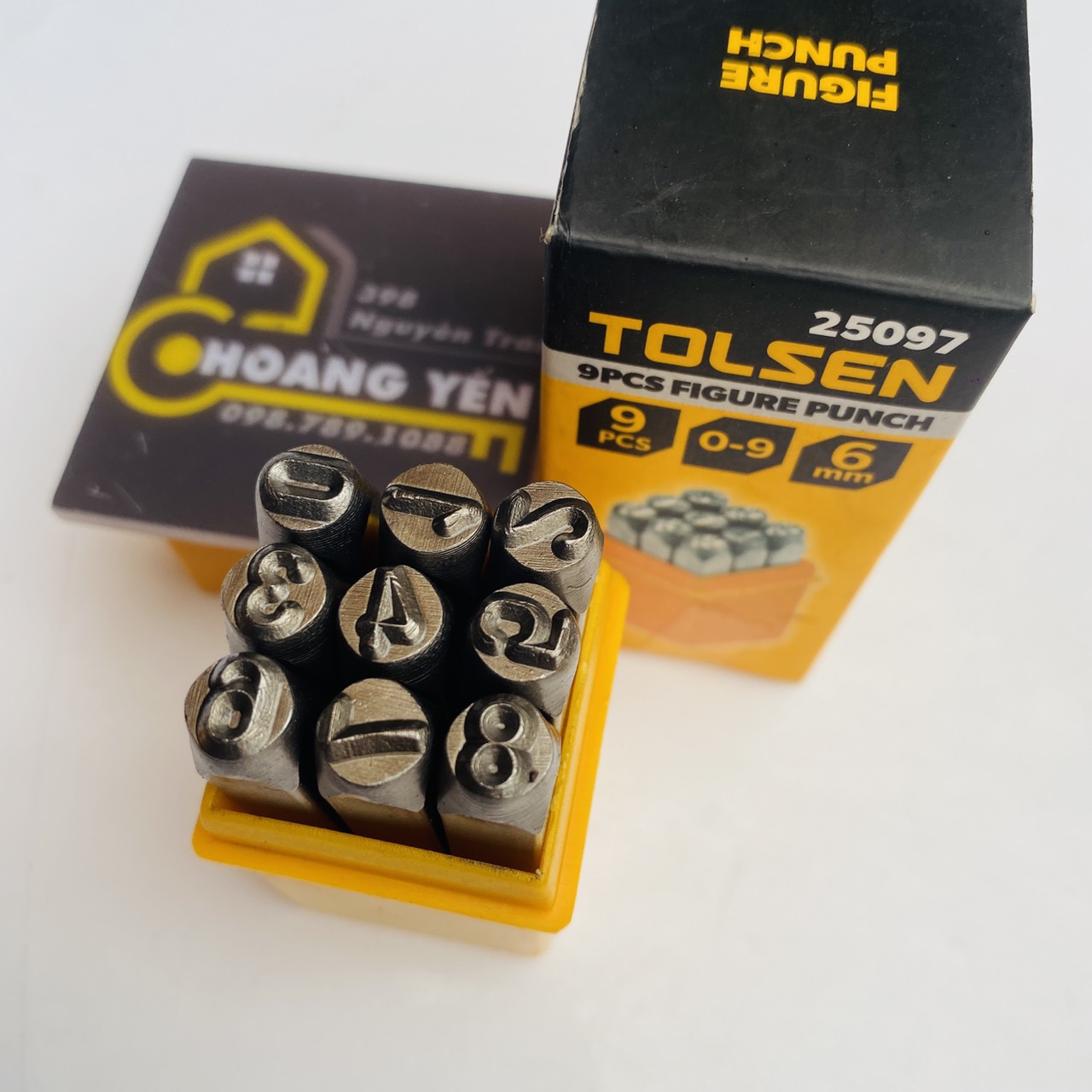 Bộ đóng số 9 cây từ 0-9 TOLSEN 25097, Bộ đóng số bình hơi, khung xe, khung thép 6mm