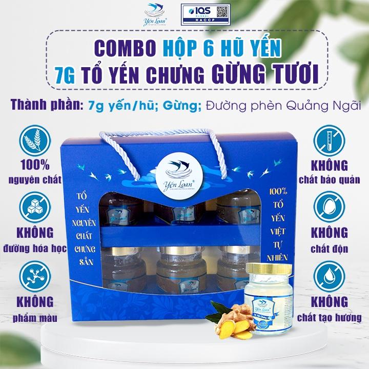 Hộp Yến Chưng Sẵn Yến Loan Gồm 6 Hũ 7g Chưng Gừng Không chất Bảo Quản Chăm Sóc Sức Khỏe Cho Mọi Người