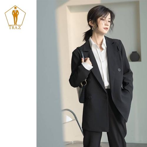 Áo blazer Nữ TRAZ 2 lớp Áo vest khoác Ngoài Màu Đen, Xanh, Nâu form rộng Unisex Hàn quốc sang chảnh