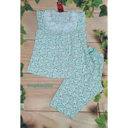 Đồ bộ nữ,đồ ngủ mặc nhà lửng vải lụa BL 62 hoạ tiết hoa nhí dễ thương size 45-65kg.