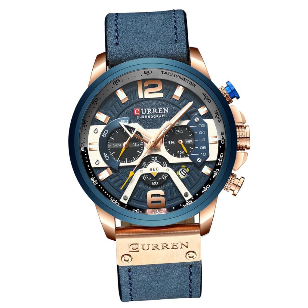 Mens  Watch Leather Chronograph Wristwatch