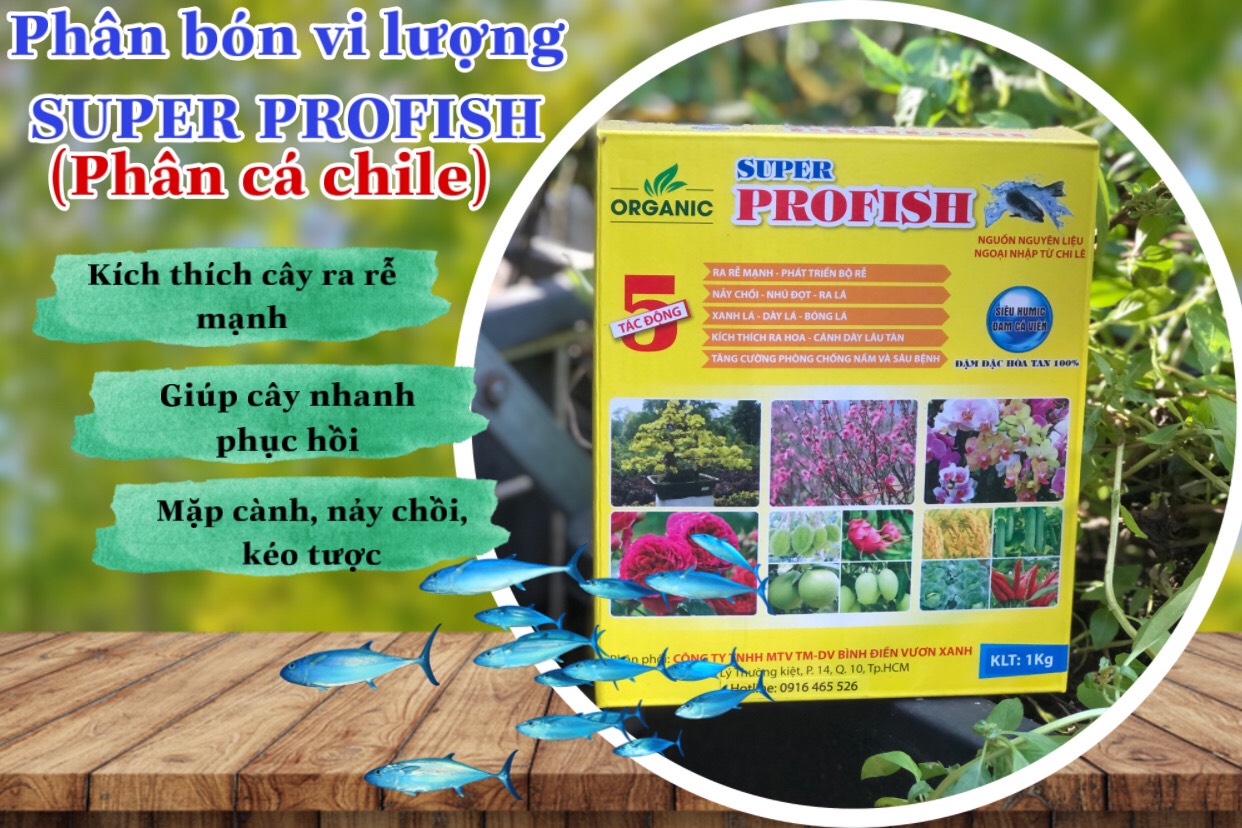  PHÂN ĐẠM CÁ VIÊN SUPER PROFISH HỮU CƠ ĐẬM ĐẶC HÒA TAN - SIÊU HUMIC - GÓI 1KG