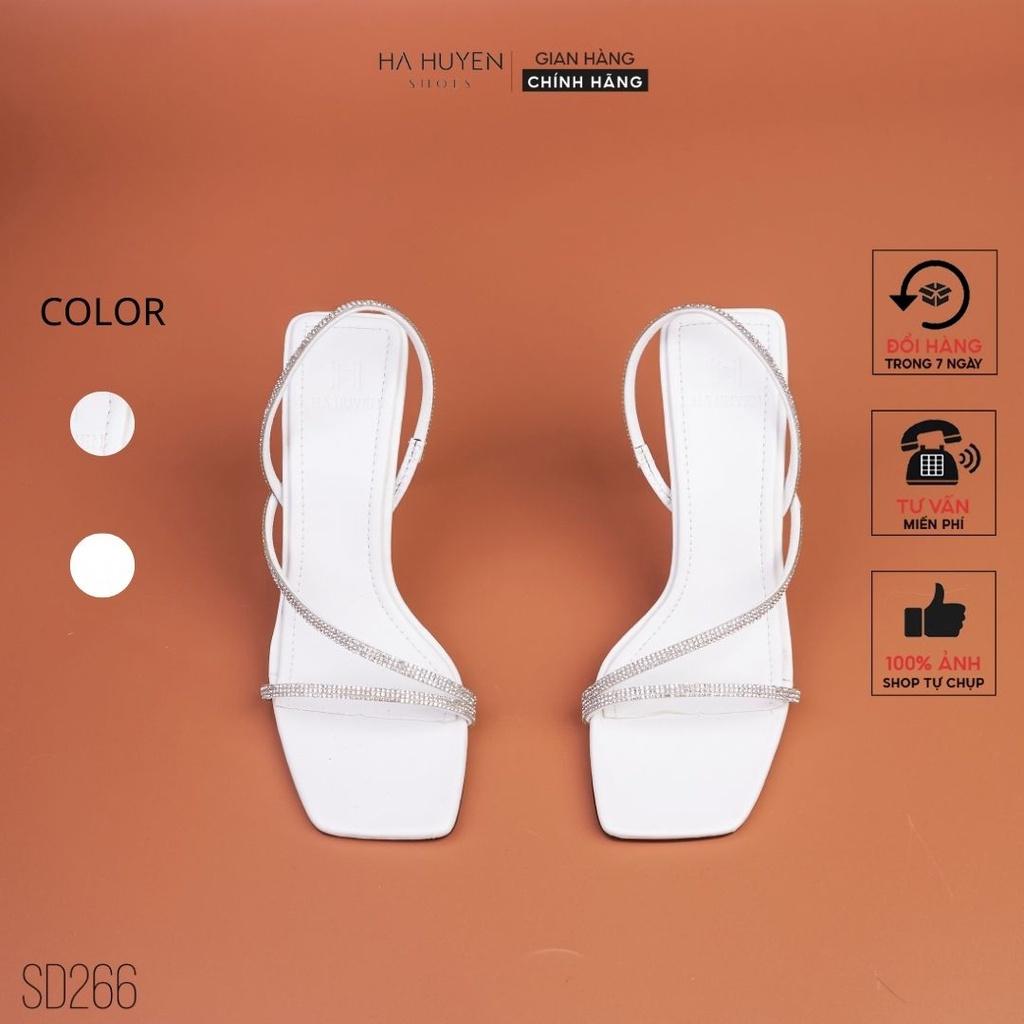 Sandal cao gót nữ Hà Huyền Shoes quai đá quấn gót nhọn 9 phân thời trang - SD266