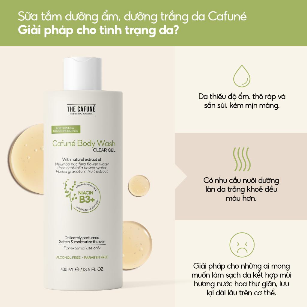 Sữa tắm Cafuné Body Wash Clear Gel The Cafuné Dưỡng Ẩm, Dưỡng Trắng Hương Nước Hoa 400ml