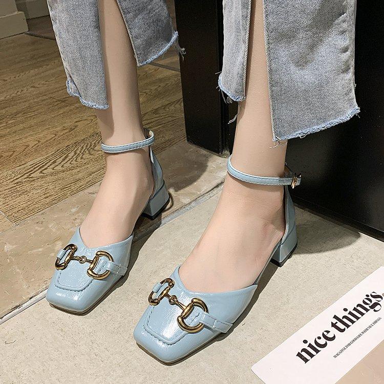 Fashion Metal Line Buckle High Heel Sandals for Women