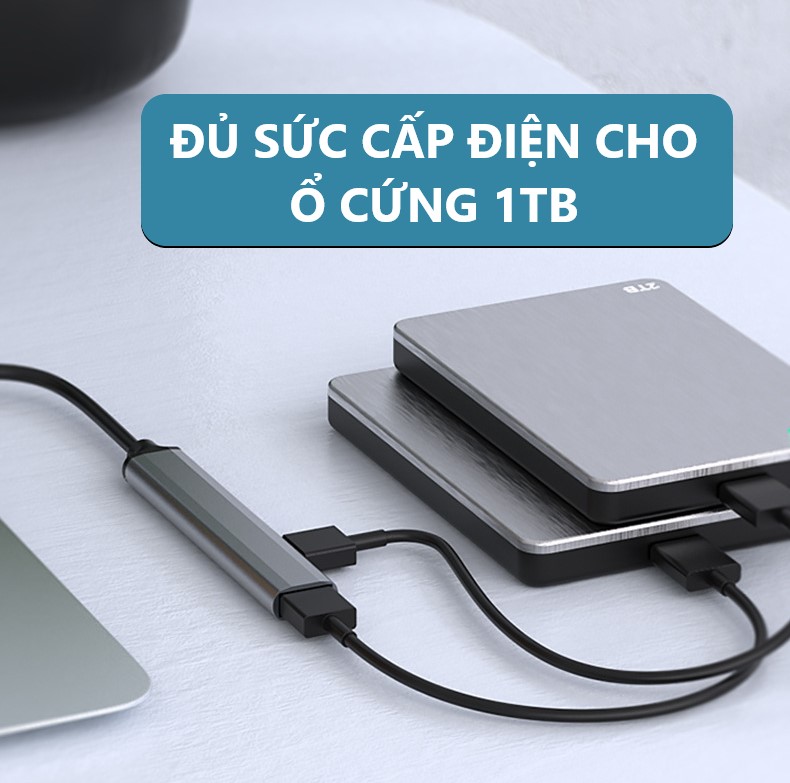 HUB TYPE C Và HUB USB 3.0 Tốc Độ Cao Chia 4 Cổng VinBuy, HUB Chuyển Đổi Dành Cho Macbook Pro Laptop PC , Thiết Bị Ổ Chia USB - Hàng Chính Hãng