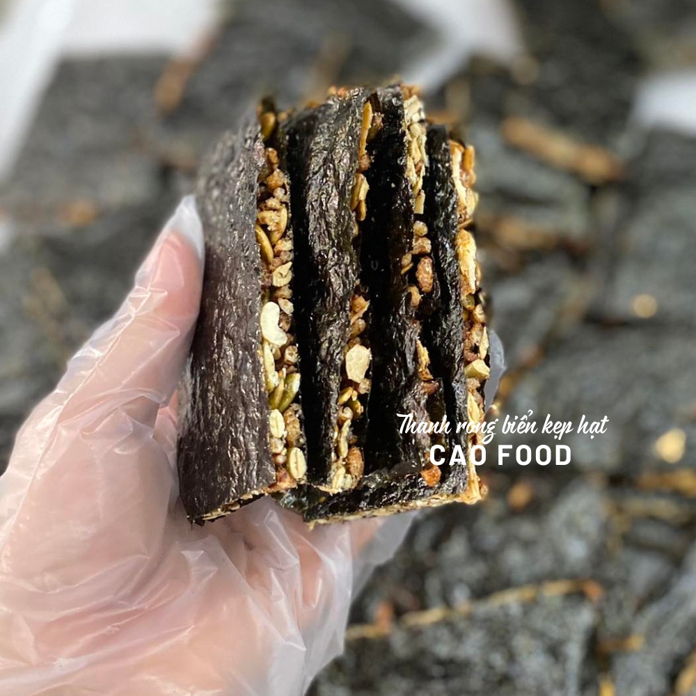 [500gr] Thanh rong biển kẹp hạt dinh dưỡng CAO FOOD không đường, không chất bảo quản - Bánh ăn kiêng nhà làm siêu ngon