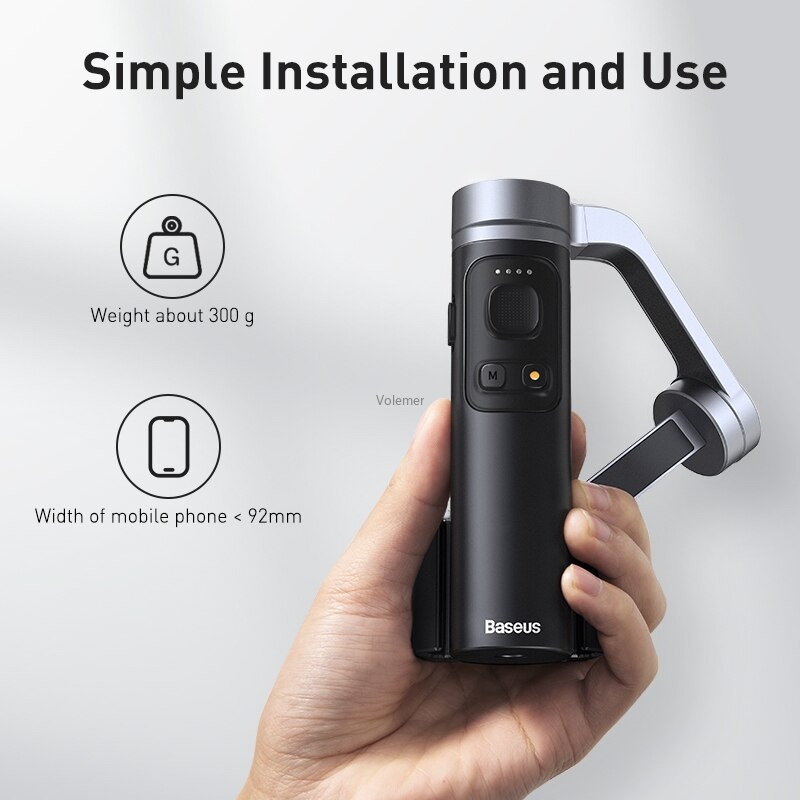 Tay Cầm Chống Rung Xếp Gọn Baseus Control Smartphone Handheld Folding Gimbal Stabilizer (330g, 4500mAh, Bluetooth 4.0, Type C) - Hàng Chính Hãng