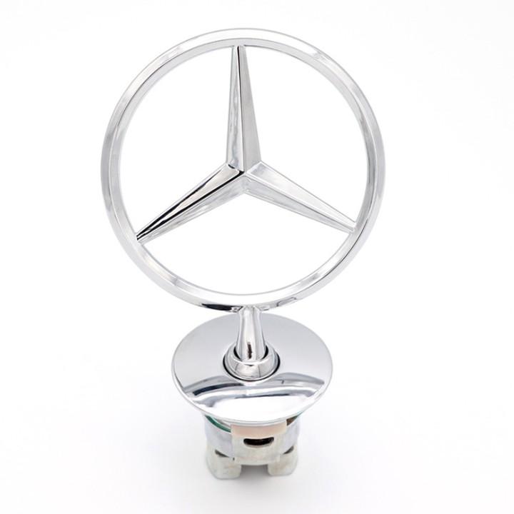 Logo nắp capo đầu xe ô tô Mercedes, loại hàng cao cấp - Chất liệu: Hợp kim mạ crom