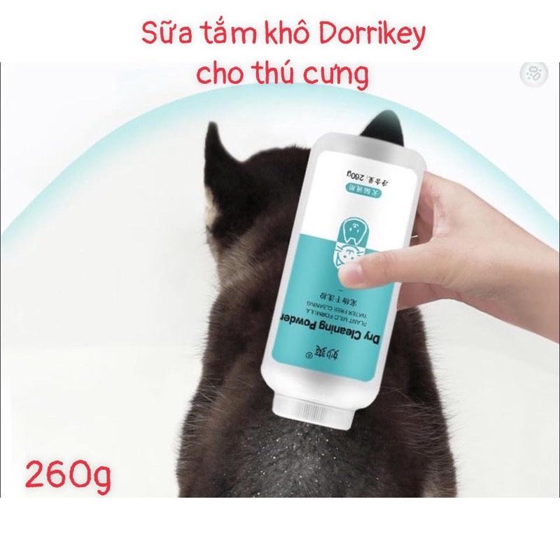 Sữa tắm khô cho thú cưng chó mèo Dorrikey 260g - Bột tắm khô cho chó mèo