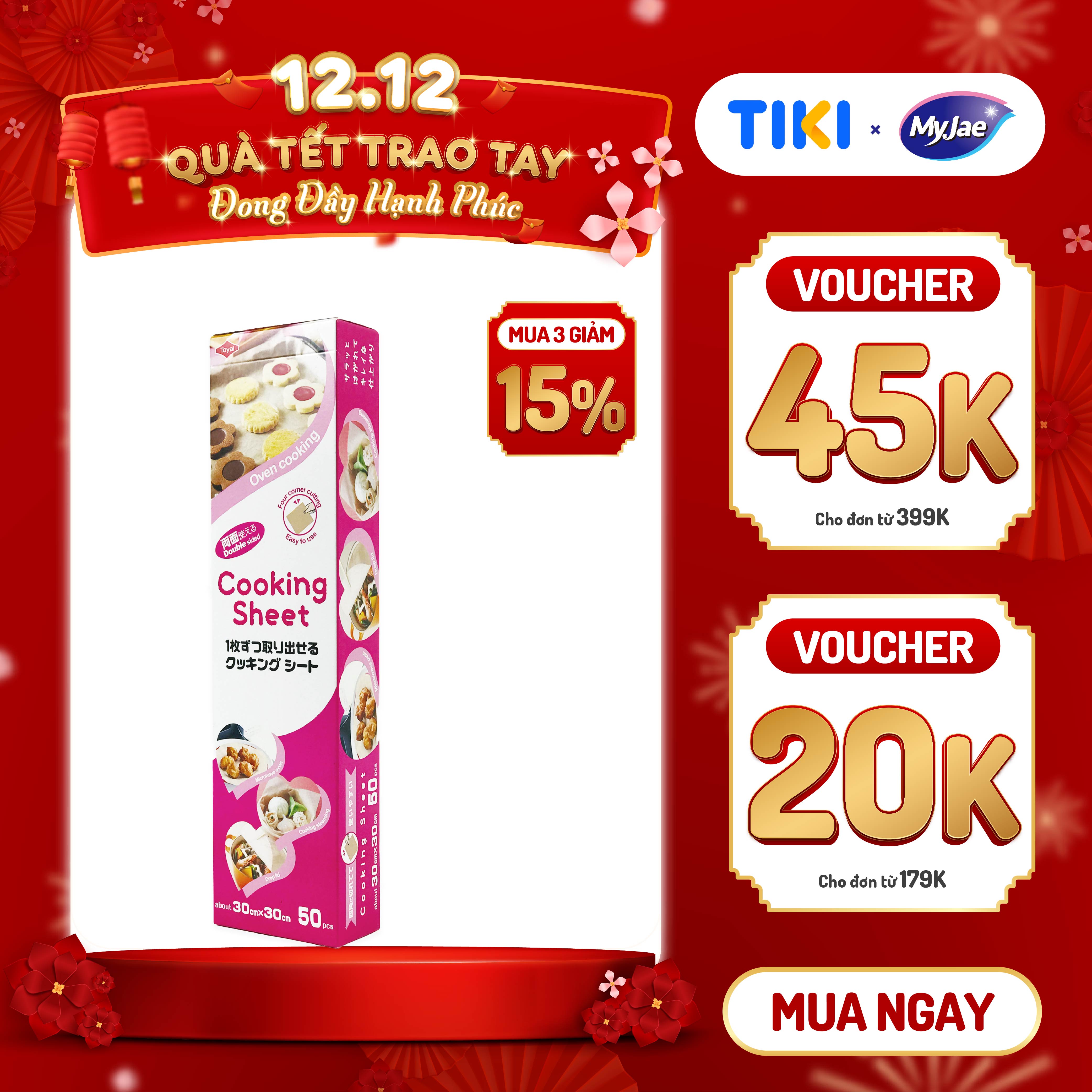 Myjae X Toyal Giấy Nến 2 Mặt Lót Nồi Chiên, Nướng Bánh, Giấy Lót Chống Dính 30Cm X 30Cm 50 Tờhộp