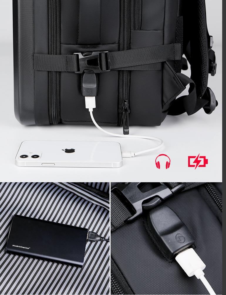 Balo sức chứa lớn Chất Liệu ABS chống va đập, chống nước, độ bền cao Usblarge Capacity Backpack Hard Shell Commuter Bag