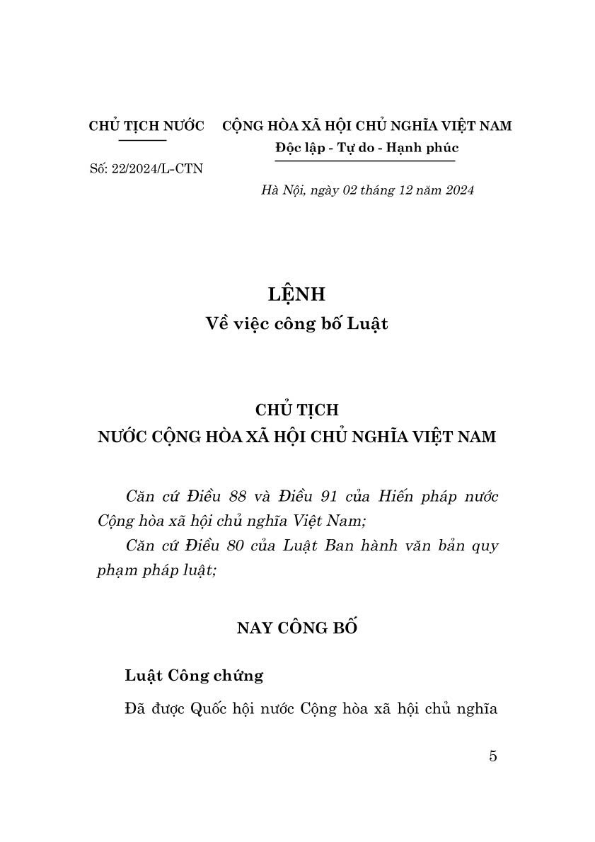 Luật công chứng năm 2024