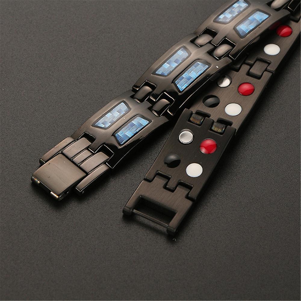 Carbon Blue Titanium Magnetic Therapy Vòng đeo tay độc đáo Double Row Ultra
