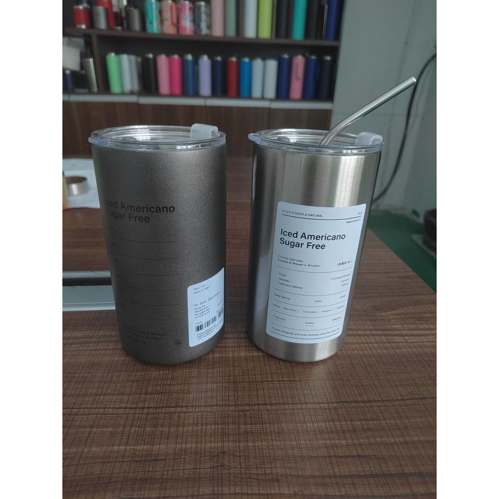 Ly Giữ Nhiệt 600ml Hàng IN Có Kèm Ống Hút iNox