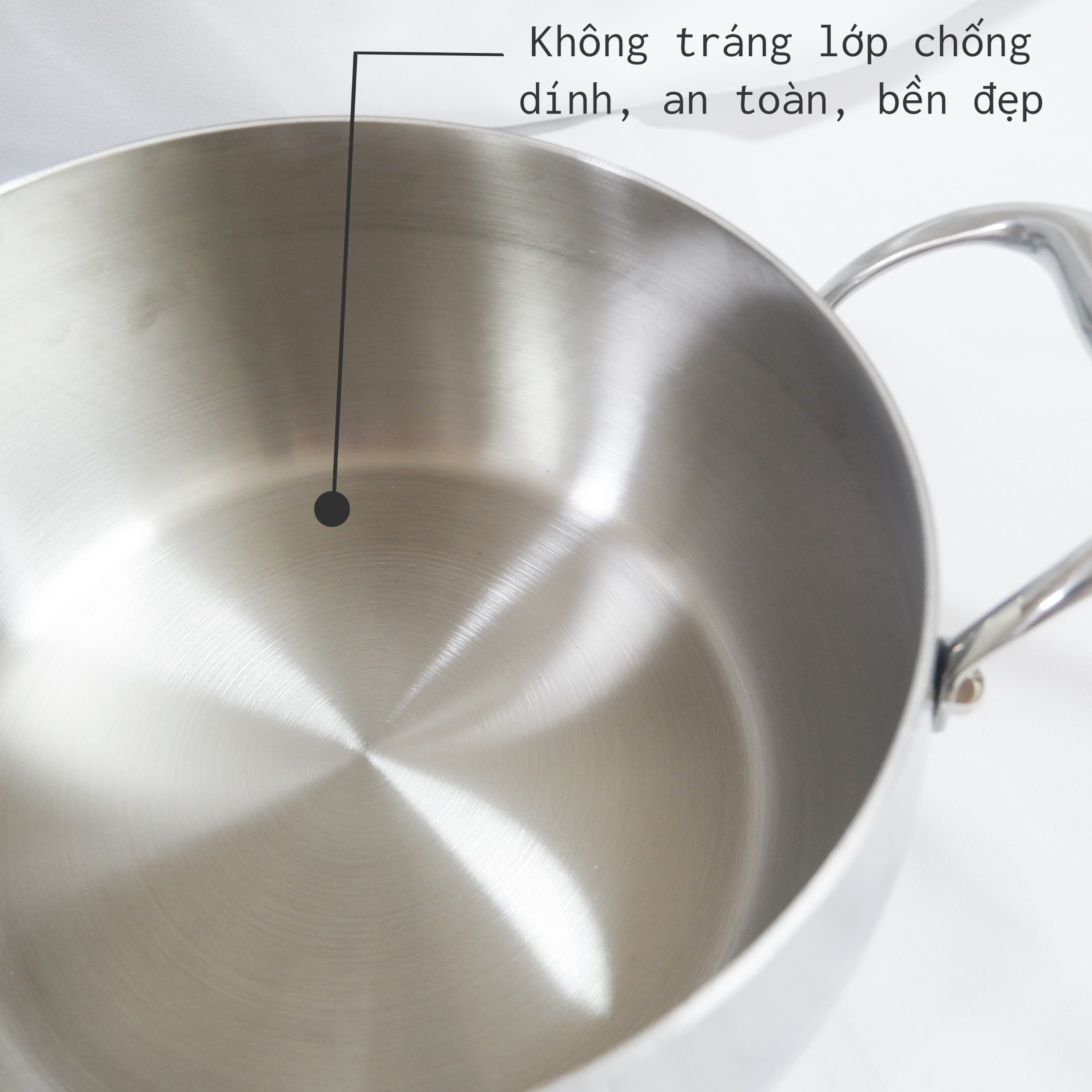 Nồi inox đáy 5 lớp nguyên khối dung tích 4l hàng chính  hãng