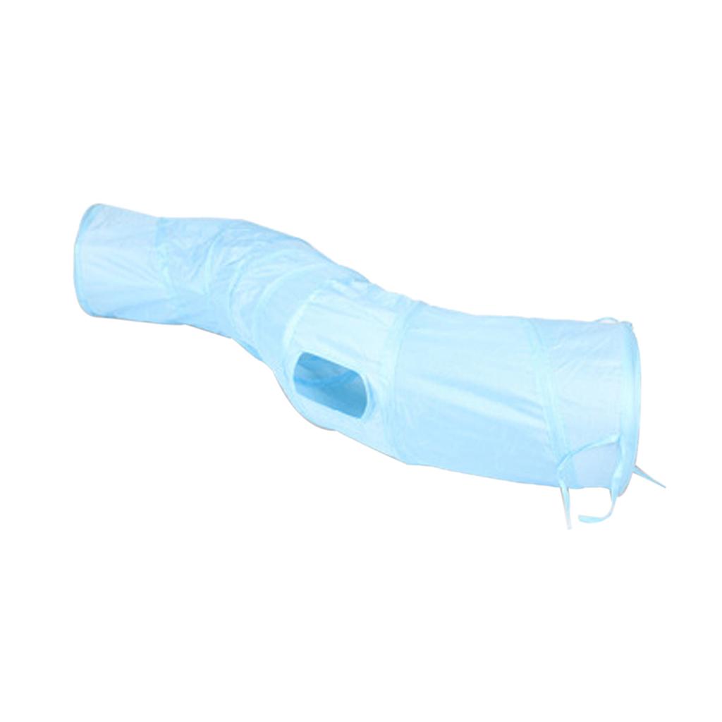 Collapsible S Shape Crinkle Cat Toy Tube for Cats Dogs Rabbit Hamster Blue