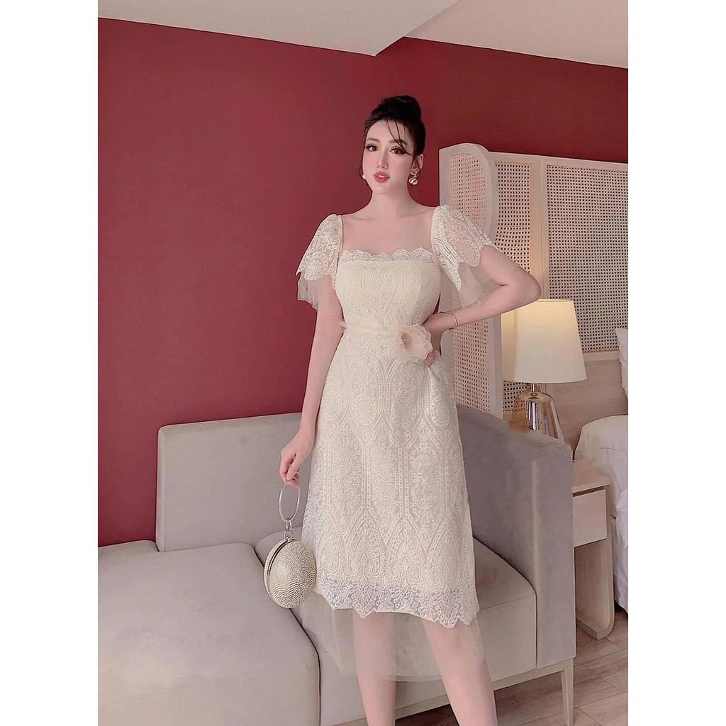 VÁY REN THÊU PHỦ LƯỚI MIX HOA CAO CẤP