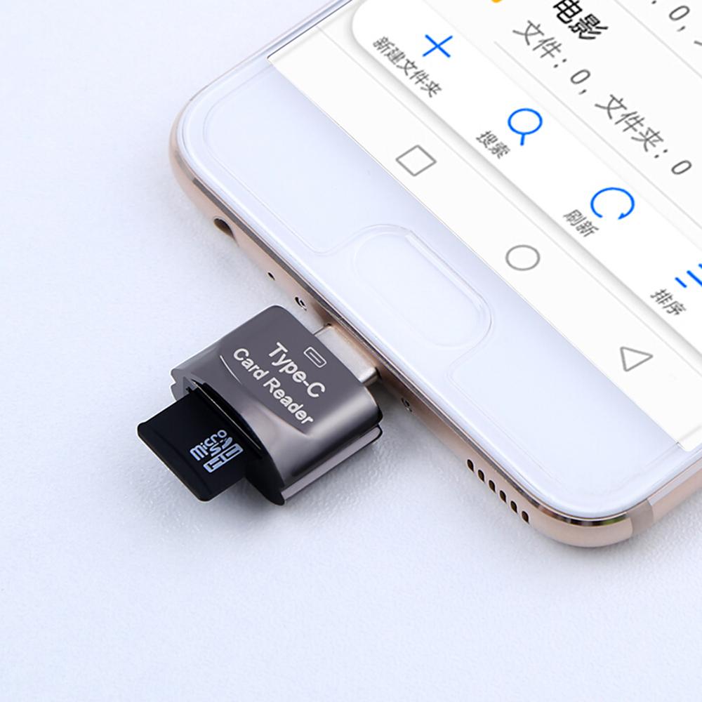 Mini Type-C Card Reader Support USB 3.1 Type-C Port Memory Card Reader for Type-C Port Phone Tablet Laptop Grey