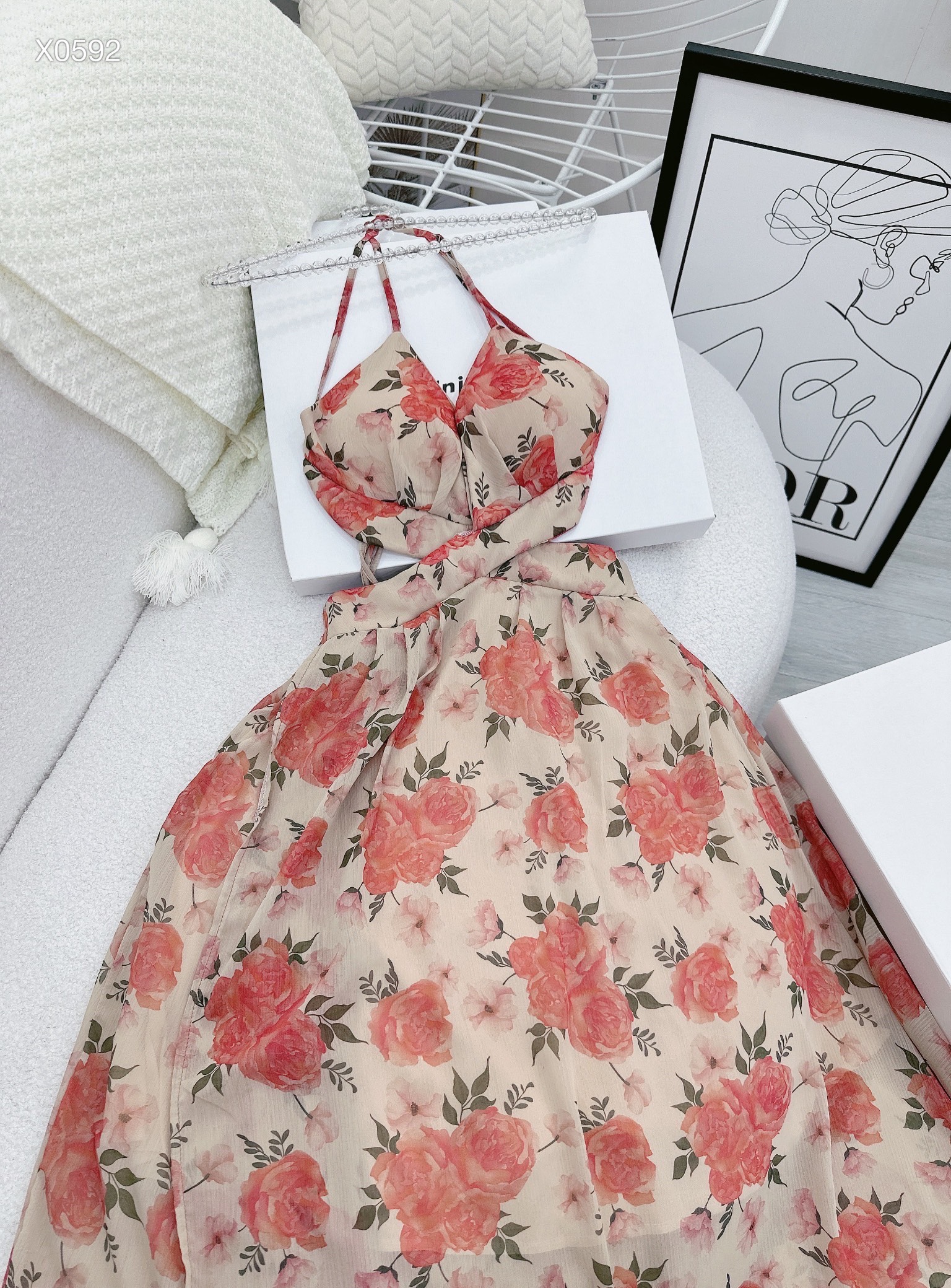 ĐẦM DÀI ĐI BIỂN DÂY YẾM MAXI SUÔNG XÒE HOA FLORAL XẺ TÀ ĐÙI DẠO PHỐ DỰ TIỆC