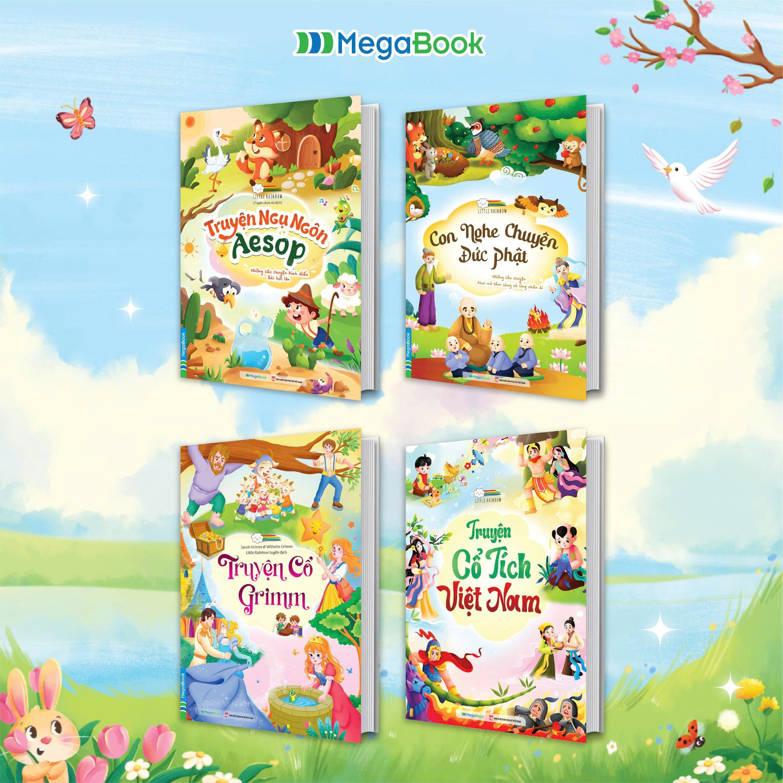 Combo 4 cuốn Truyện: Truyện cổ tích Việt Nam, Truyện cổ Grimm,Truyện ngụ ngôn Aesop, Con nghe chuyện Đức Phật