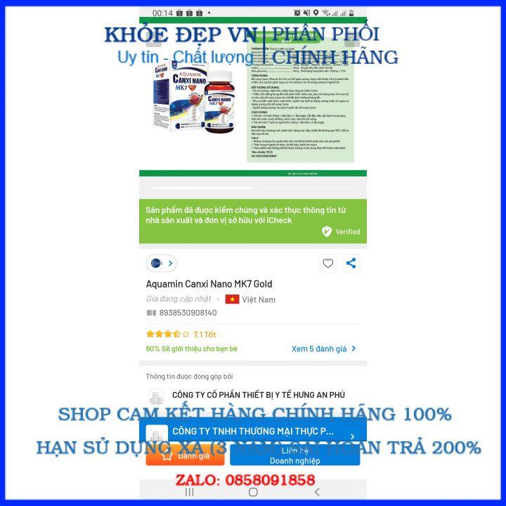 Viên uống canxi nano Mk7 bổ dung dưỡng chất glucosamin cho khớp ngừa loãng xương hôp 30 viên