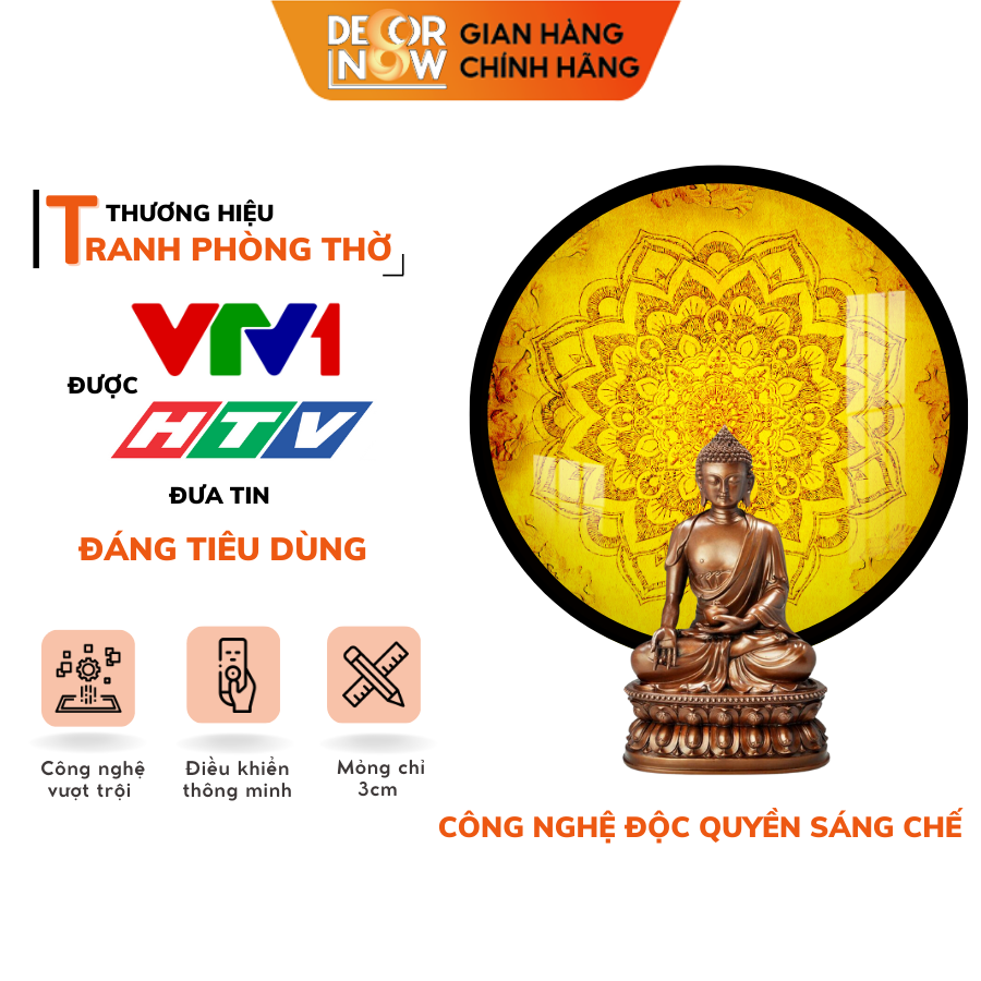 Đèn Hào Quang Phật In Tranh Trúc Chỉ DECORNOW 30,40 cm, Trang Trí Ban Thờ, Hào Quang Trúc Chỉ MANDALA DCN-TC5