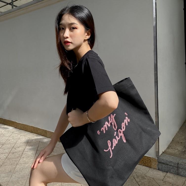 Túi Tote Vải Canvas Cao Cấp - Size lớn, Dây đeo không nhăn, Có khóa kéo, Ngăn phụ bên trong - My Saigon Ver 2