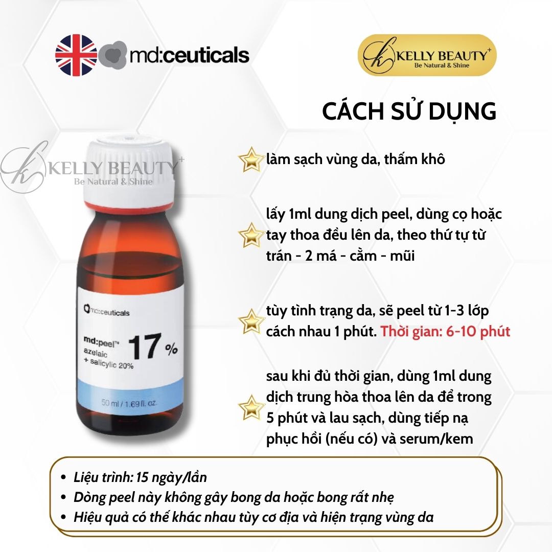 Peel Da Mụn MD:PEEL Azelaic 17% + Salicylic 20% - MD:Ceuticals | Kelly Beauty