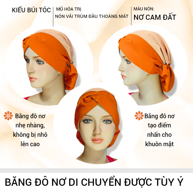 [BÚI TÓC NƠ] Nón vải trùm đầu mềm mịn, chemo hat, cancer hat, mũ vải che da đầu, nón bệnh nhân ung thư