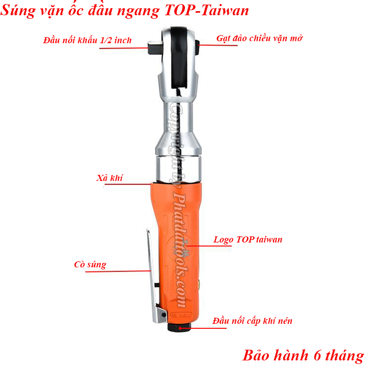 Súng vặn ốc khí nén đầu ngang TOP - Máy siết mở bulong đầu ngang - Tay vặn bulong