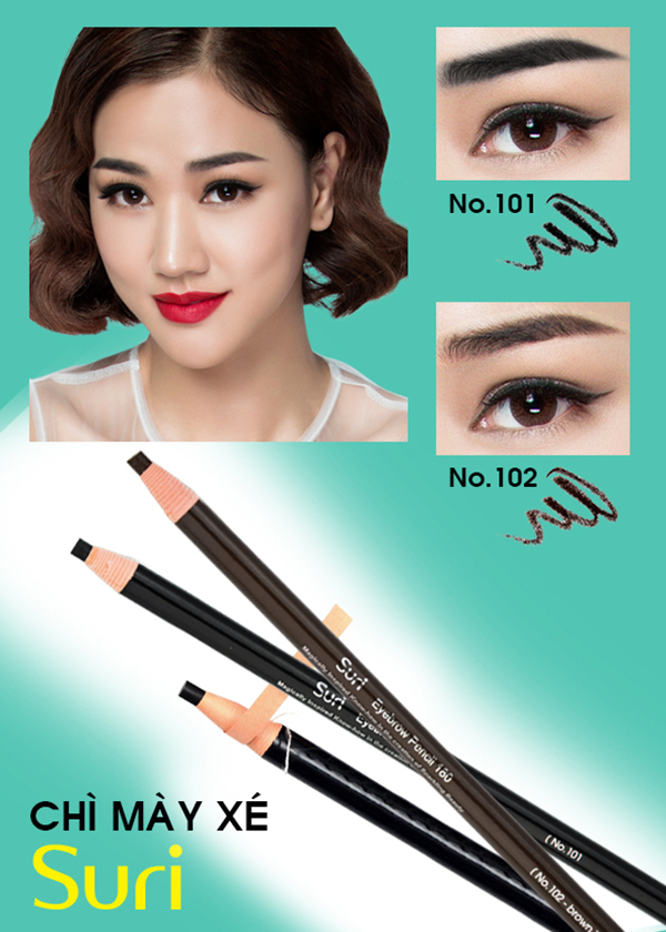 Chì mày xé Suri Eyebrow Pencil Hàn Quốc No.101 Black tặng kèm móc khoá