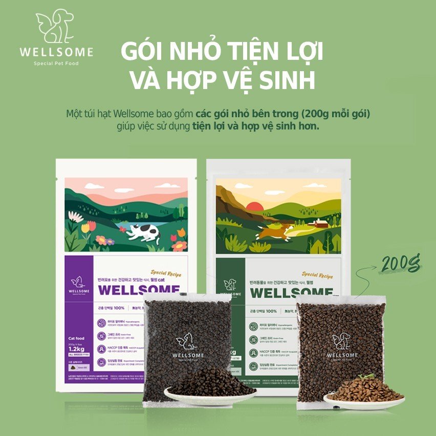 Thức ăn hạt cho mèo WELLSOME 100% proteein côn trùng 1,2kg