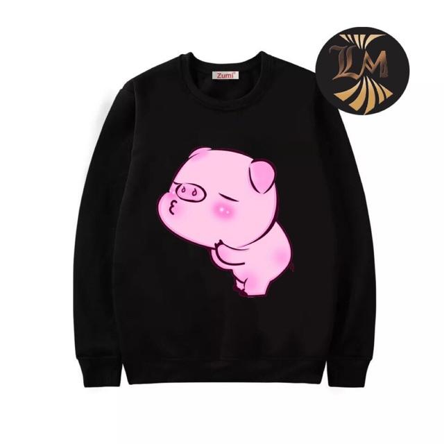 Áo nỉ sweater nam nữ heo mi gió có bigsize