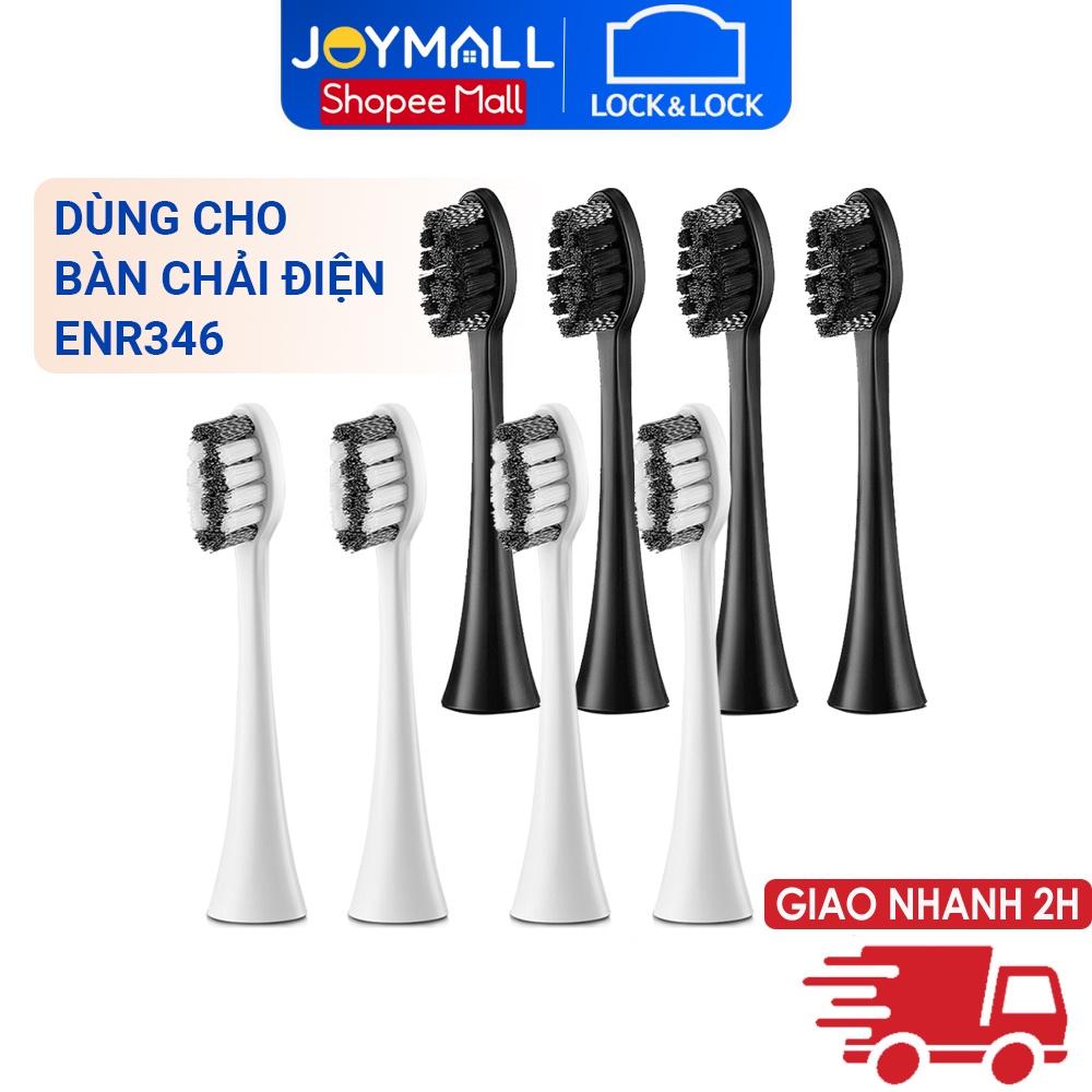 Bộ 4 đầu bàn chải điện Lock&amp;Lock ENR546 dùng cho bàn chải điện ENR346 màu trắng và màu đen - Hàng chính hãng - Hapos