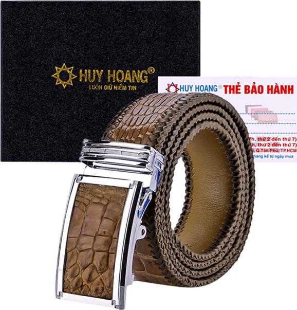 Thắt Lưng Nam Da Cá Sấu Đan Viền Bản Lớn Huy Hoàng HT4292 - Rêu