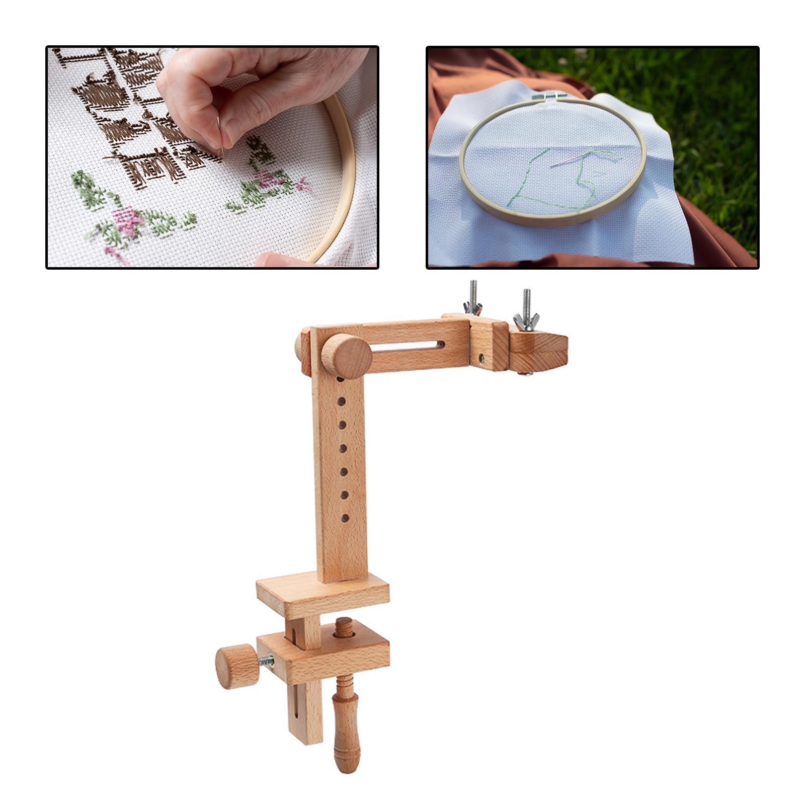 Wooden Frame Cross Stitch Embroidery Hoop Holder Needlework Sewing Tool