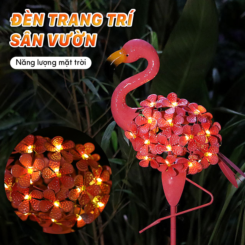 Đèn Trang Trí Năng Lượng Mặt Trời Hồng Hạc Đỏ, Tiêu Chuẩn Chống Nước IP44, Tự Động Sáng Vào Ban Đêm - DA3013