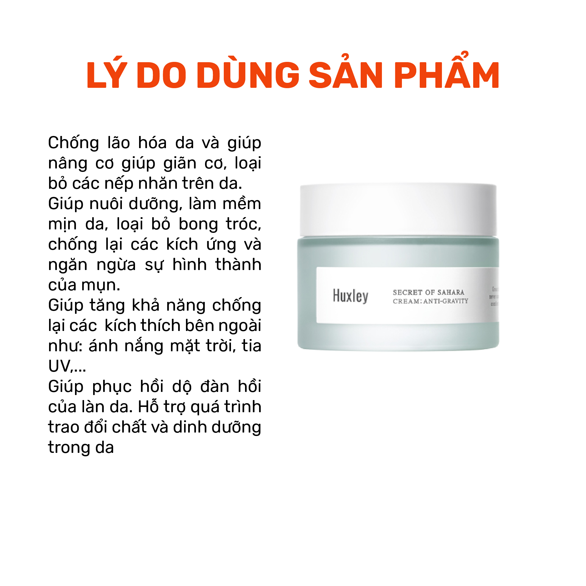 Kem Dưỡng Da Giúp Hỗ Trợ Chống Oxy Hóa, Cải Thiện Nếp Nhăn, Dưỡng Da Huxley Cream Anti Gravity 50ml