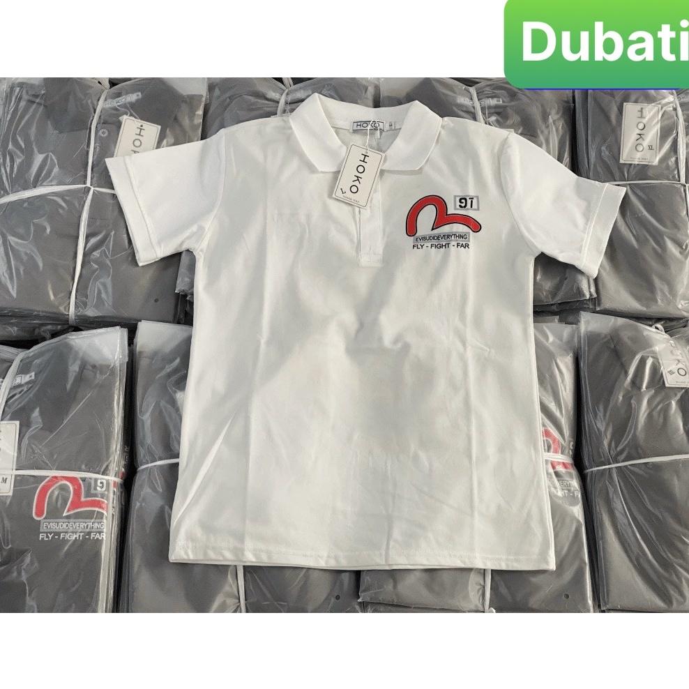 ÁO THUN NAM POLO CỔ TRỤ NAM NỮ VẢI CÁ SẤU IN EVISU CHẤT VẢI COTTON 100% PHONG CÁCH SANG CHẢNH MÙA HÈ - DUBATI FASHION