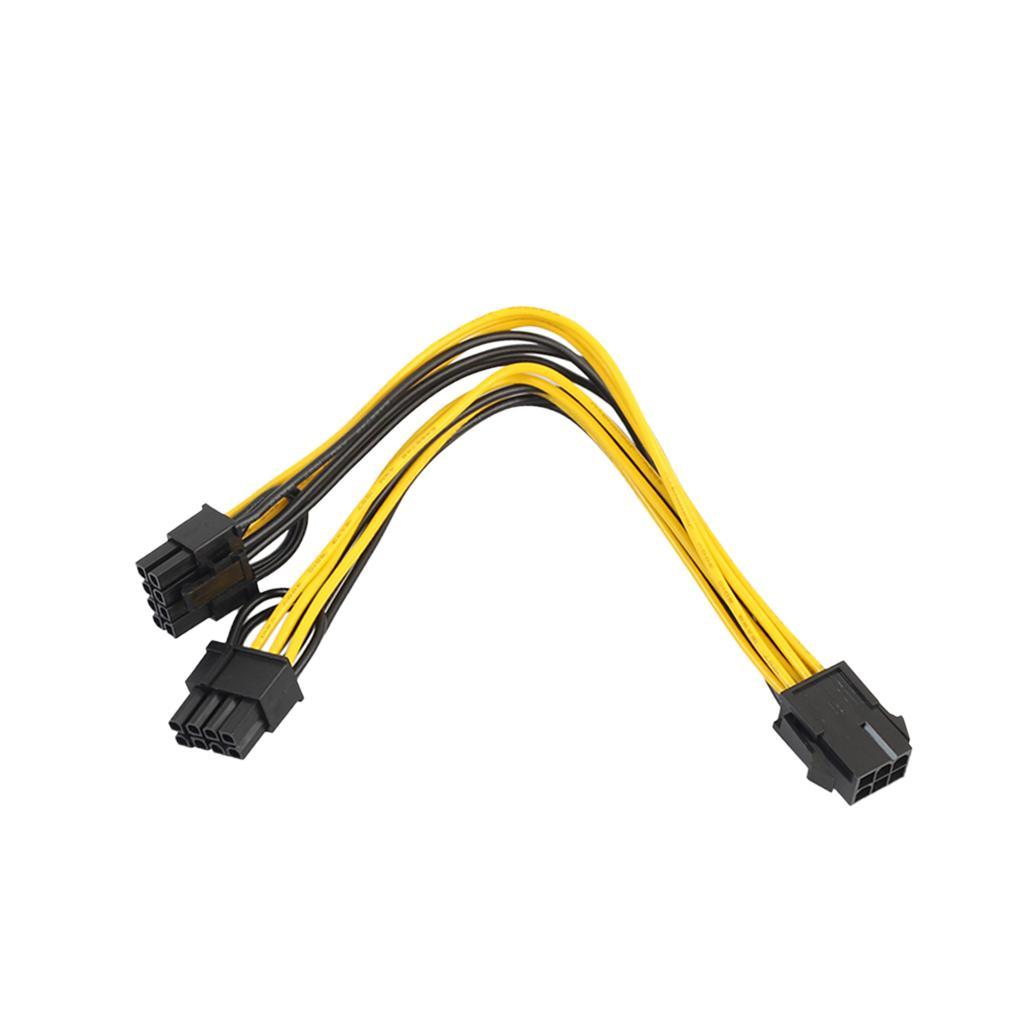 6 Pin to Dual 8 Pin Video Card Y Splitter Adapter Power Cable 20cm