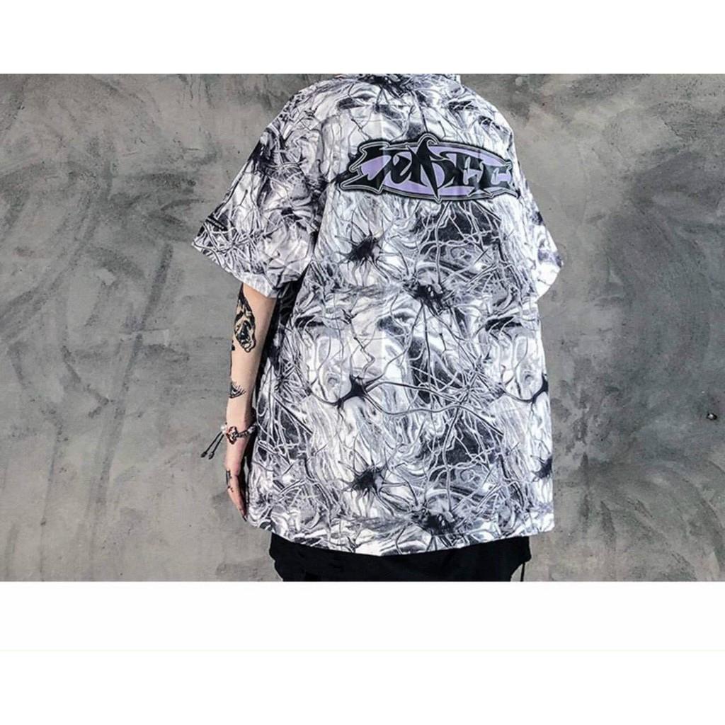 Áo sơ mi tay lở form rộng unisex,áo sơ mi loang màu in hình,chất mềm mịn,áo sơ mi cặp đôi