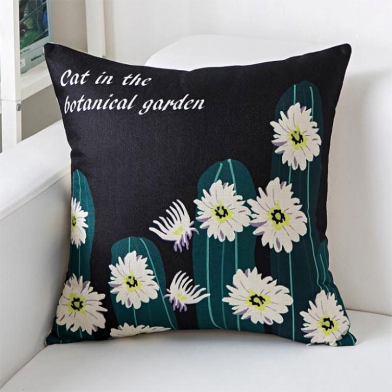 Gối Tựa Lưng | Gối Tựa Sofa, Gối Vuông Trang Trí In Hoạt Tiết Hoa Lá Hiện Đại Kích Thước 45x45cm