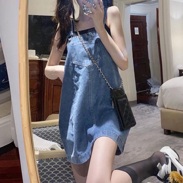 Váy Denim Dáng Rộng Phong Cách Cổ Điển Hợp Thời Trang Cho Nữ