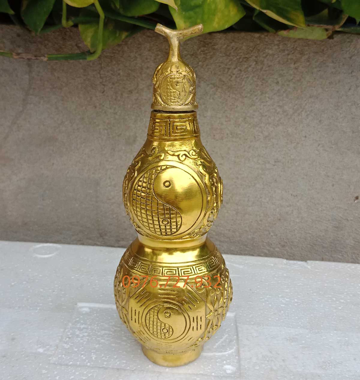 Hồ lô bát quái bằng đồng cao 18cm, hồ lô phong thủy, vật phẩm phong thủy