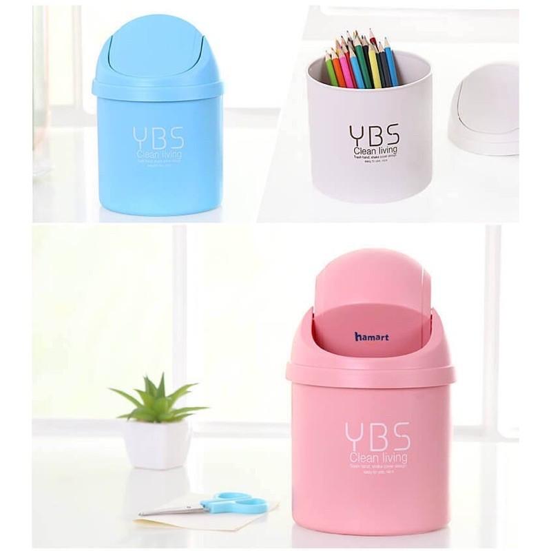 Thùng Rác Mini YBS Style Nhật Bản Để Bàn Văn Phòng Có Nắp Đậy Bằng Nhựa Tiện Lợi