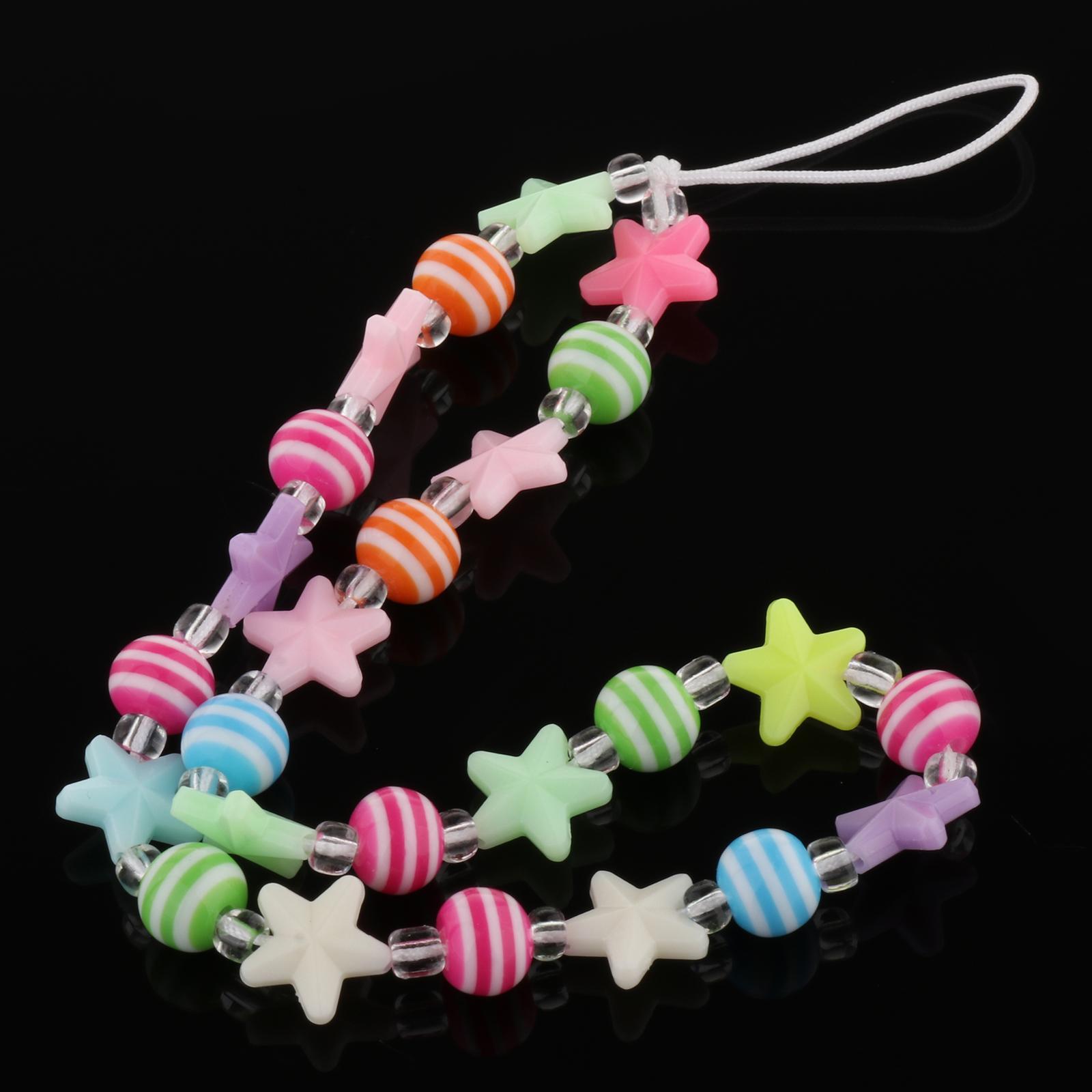 2- Beaded Phone Lanyard Handmade Colorful Resin Beads Key Chain for Women
