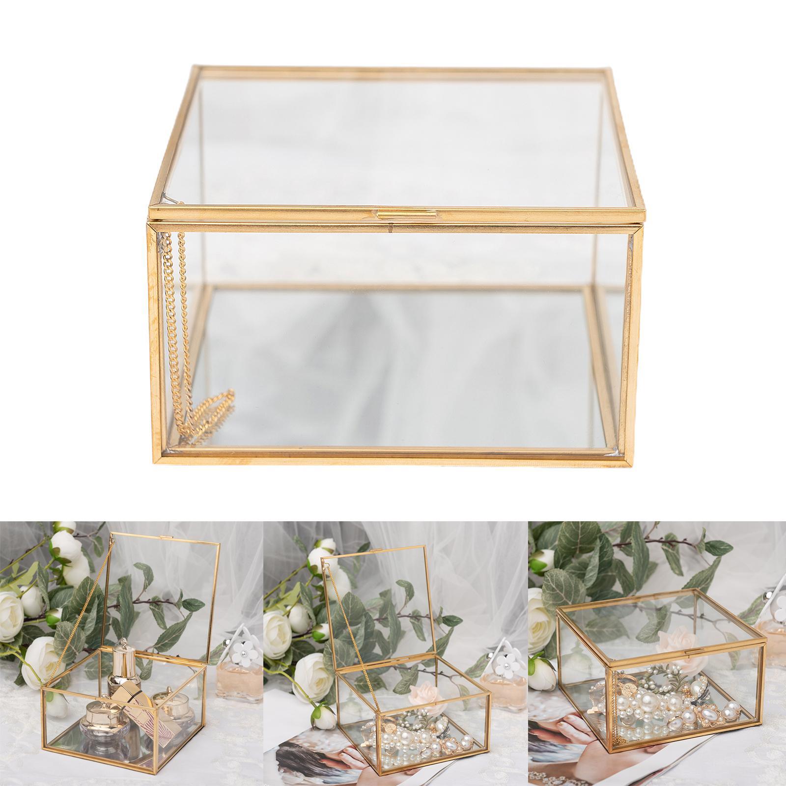 Glass Jewelry Box Square Jewelry Trinket Glass Box for Storage and Display Rings