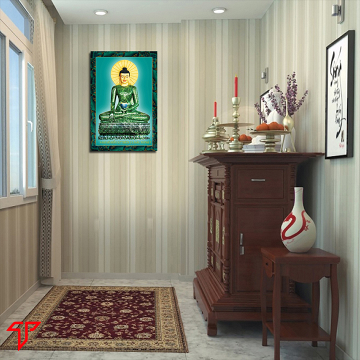 Tranh treo tường trang trí nhà cửa mẫu tượng phật ngọc, thích ca mâu ni cán gỗ MDF cao cấp, Tranh Phật Giáo Thích Ca Mâu Ni Phật 2493