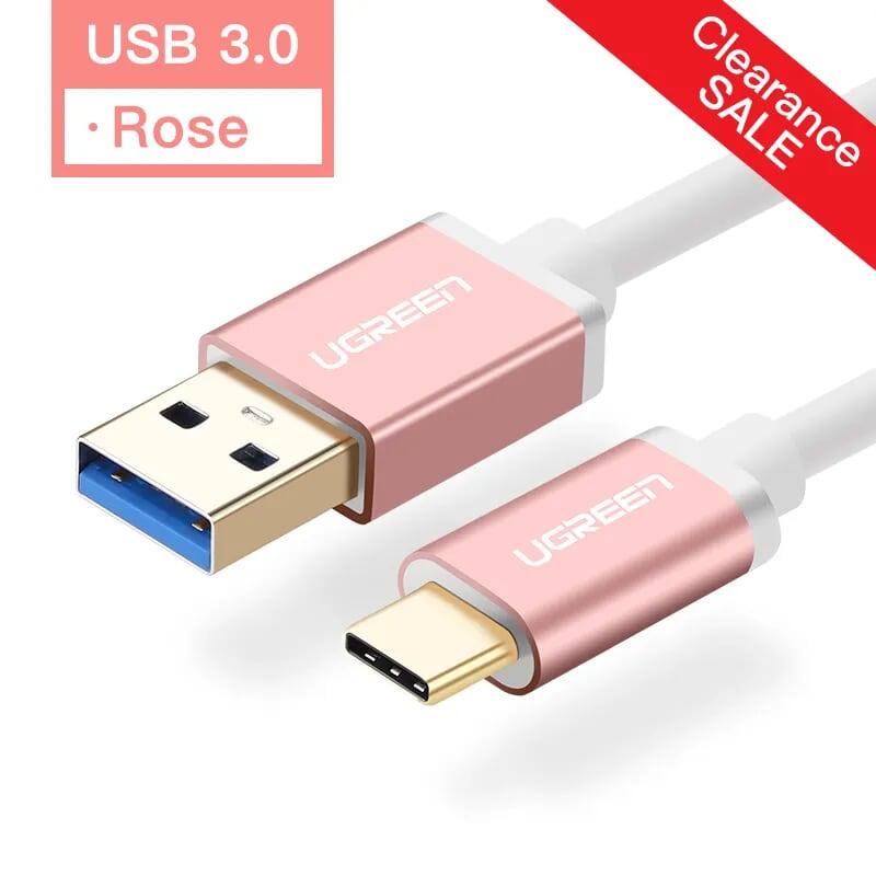 Ugreen UG30537US187TK 0.5M màu Hồng Cáp USB TypeC sang USB 3.0 cao cấp - HÀNG CHÍNH HÃNG